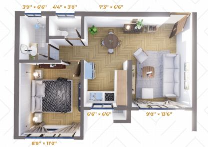 1-BHK Layout Alternate